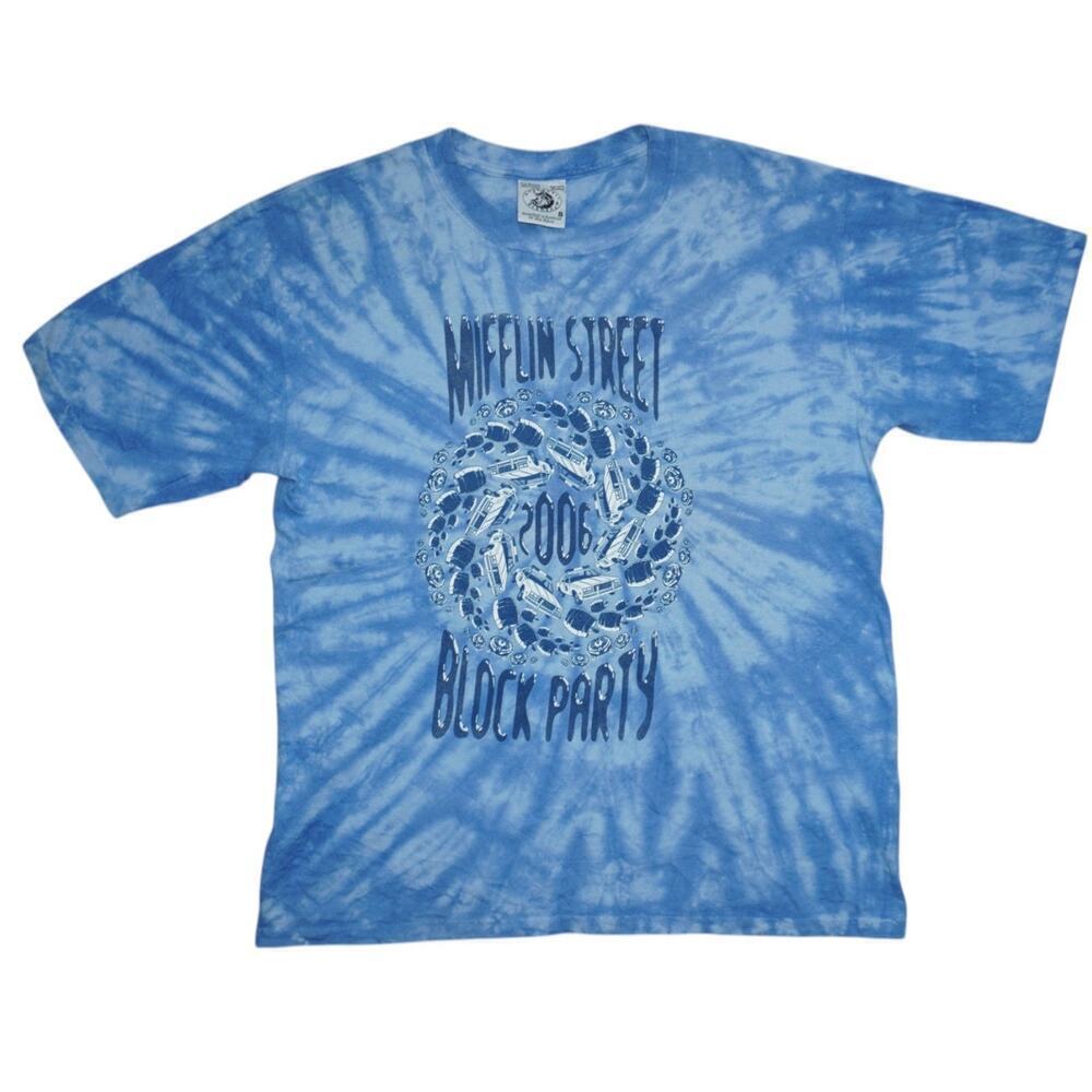 Vintage 2006 Mifflin Street Block Party Tie Dye T-Shirt Police Car Graphic S